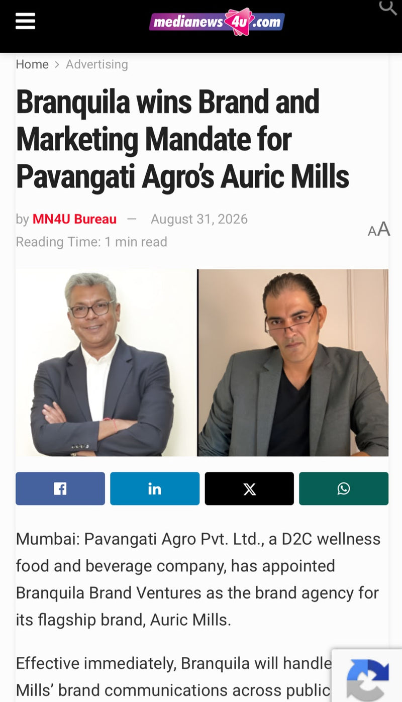 Branquila Wins Brand and Marketing Mandate for Pavangati Agro's Auric Mills