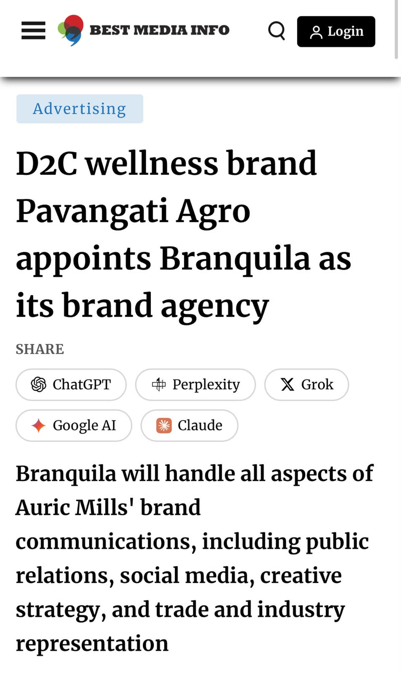 D2C Wellness Brand Pavangati Agro Appoints Branquila as its Brand Agency